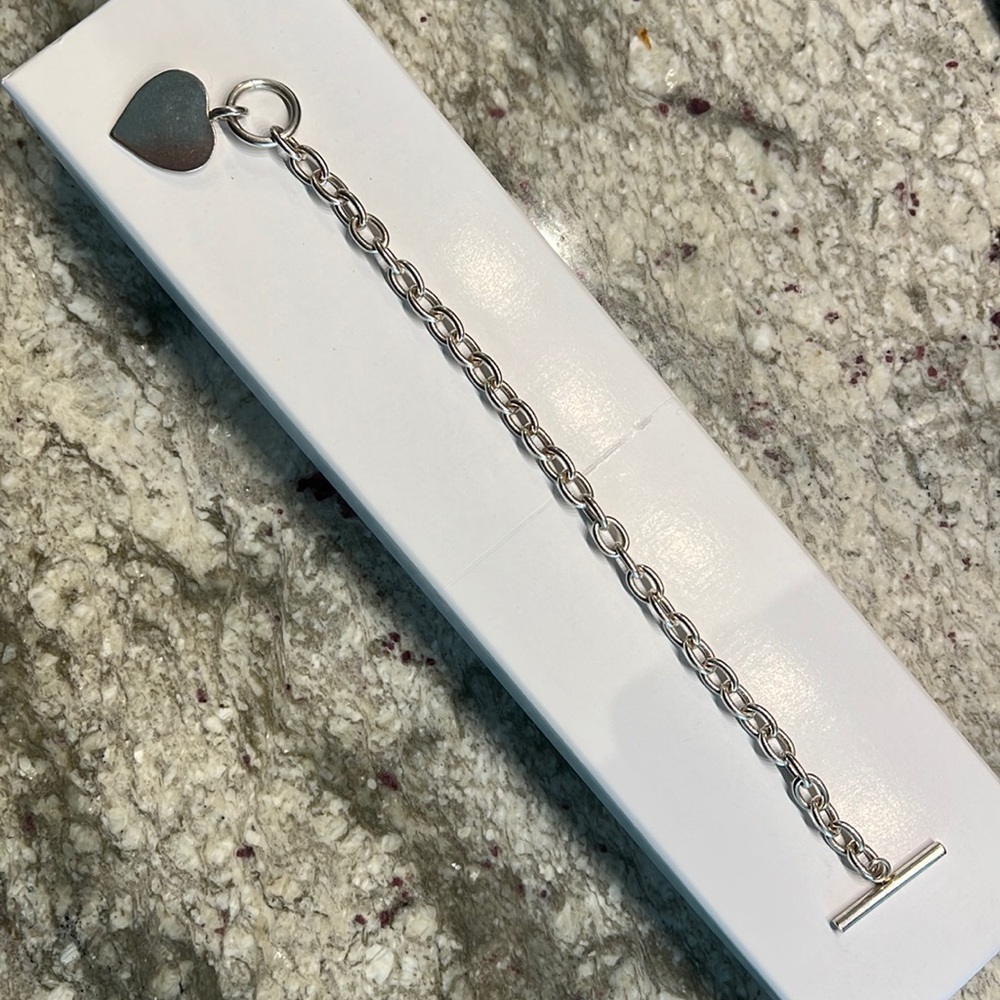 Sterling silver heart toggled bracelet
